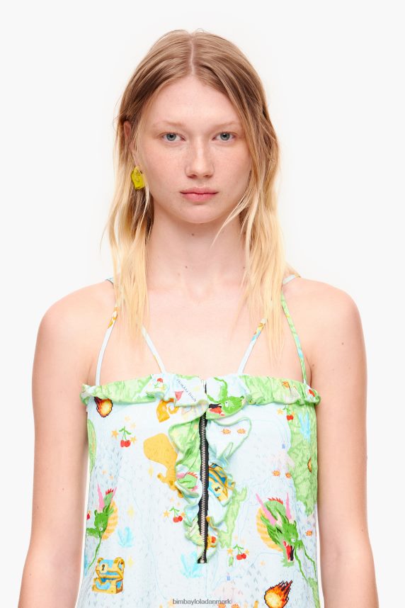 Bimba Y Lola vigo game print flydende kjole 46TD4J196blå