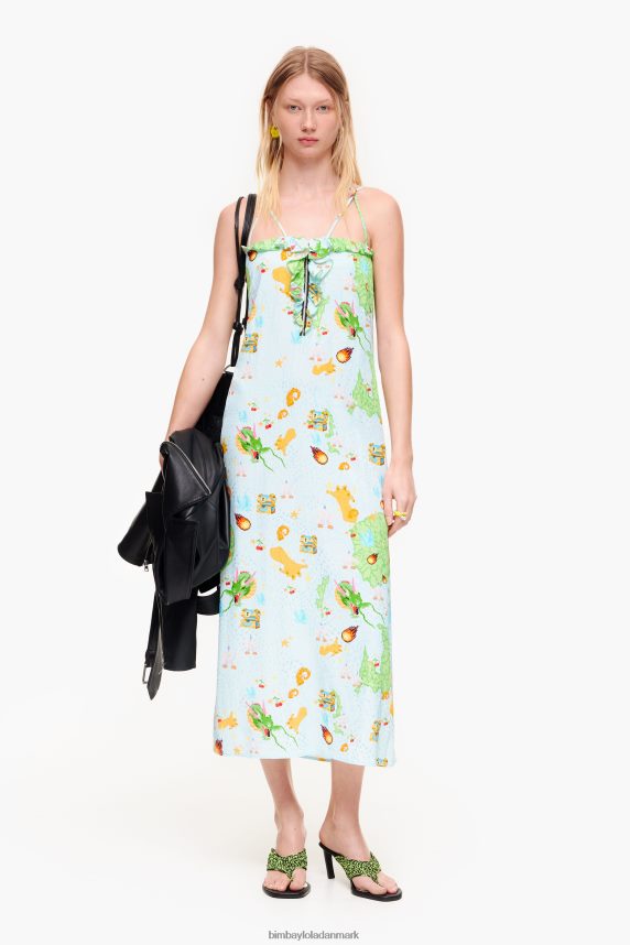 Bimba Y Lola vigo game print flydende kjole 46TD4J196blå