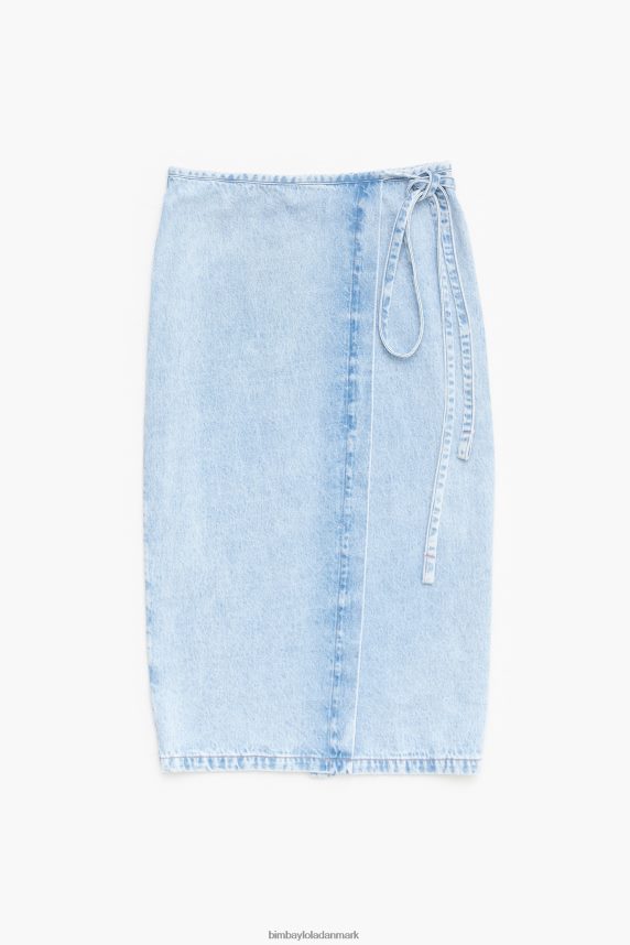 Bimba Y Lola denim midi slå-om nederdel 46TD4J465blå
