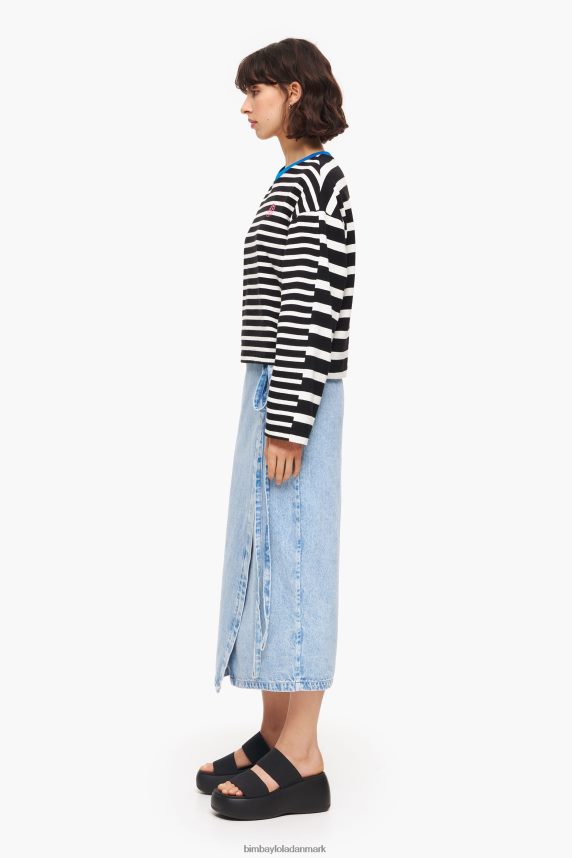 Bimba Y Lola denim midi slå-om nederdel 46TD4J526blå