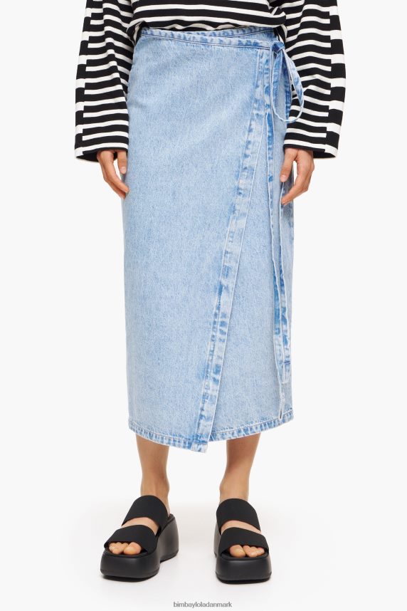 Bimba Y Lola denim midi slå-om nederdel 46TD4J526blå