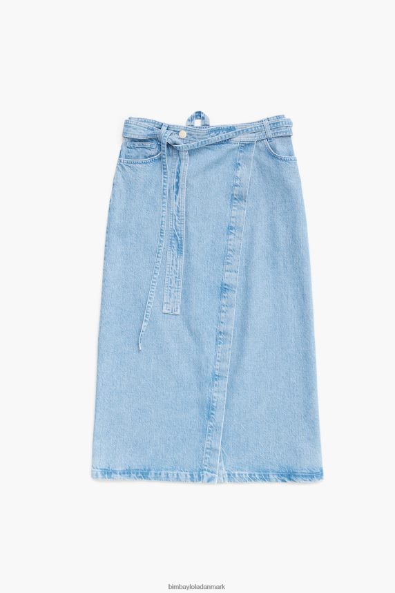Bimba Y Lola denim slå midi nederdel 46TD4J456blå