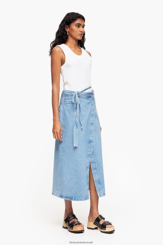 Bimba Y Lola denim slå midi nederdel 46TD4J527blå