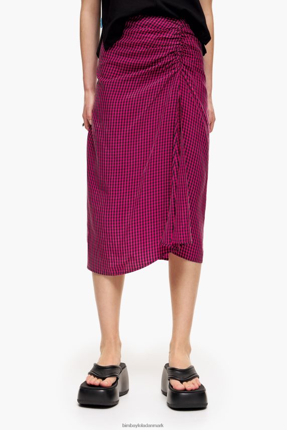 Bimba Y Lola gingham fluid midi-nederdel 46TD4J467fuchsia