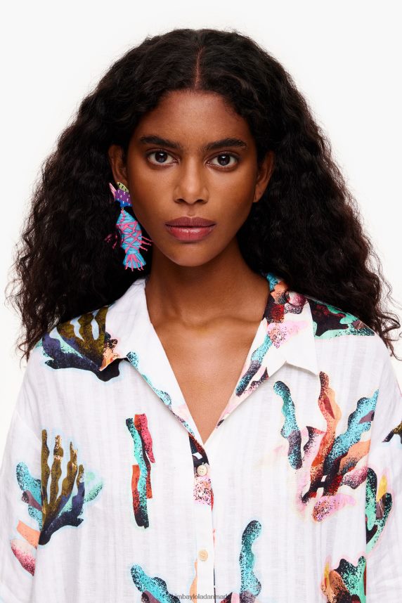 Bimba Y Lola skjorte med koraltryk 46TD4J326elfenben