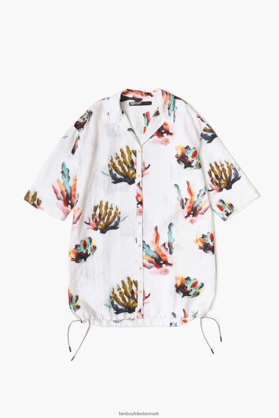 Bimba Y Lola skjorte med koraltryk 46TD4J326elfenben