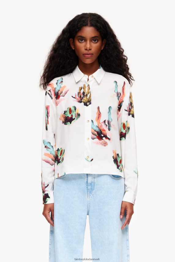 Bimba Y Lola skjorte med koraltryk 46TD4J330elfenben