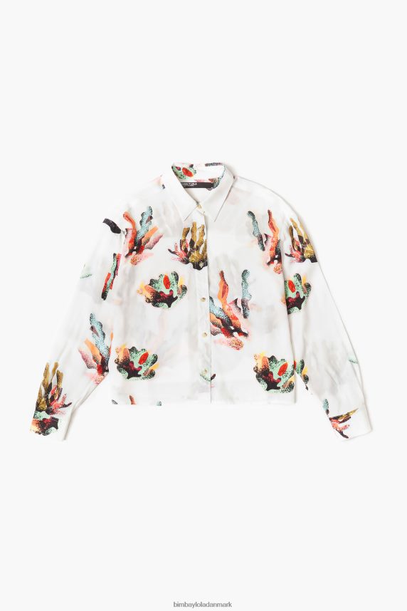 Bimba Y Lola skjorte med koraltryk 46TD4J330elfenben