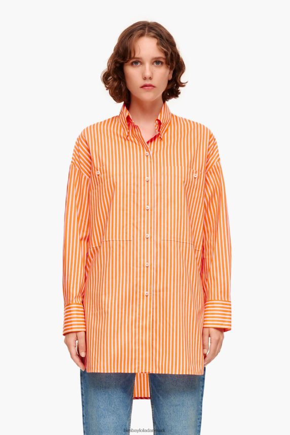 Bimba Y Lola stribet oversize skjorte 46TD4J334orange