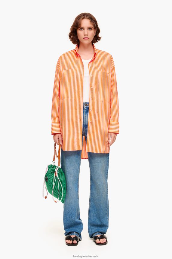 Bimba Y Lola stribet oversize skjorte 46TD4J334orange