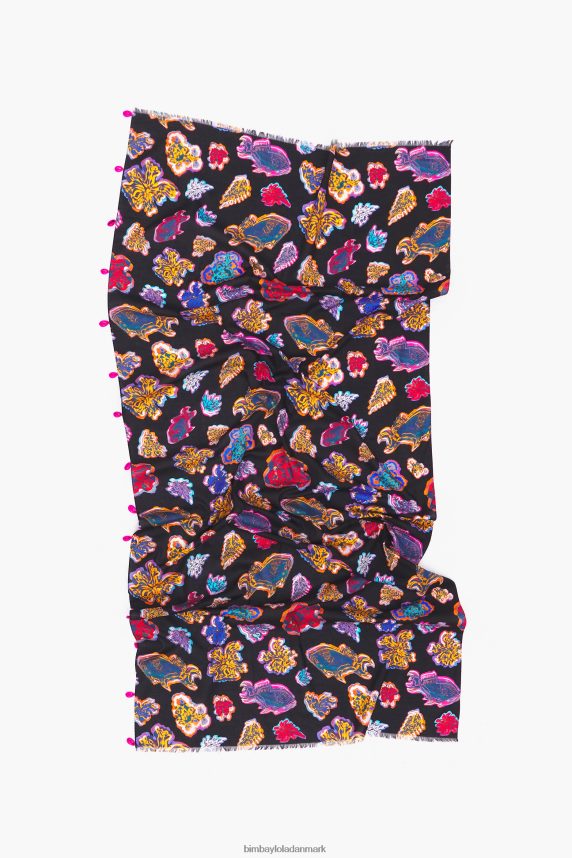 Bimba Y Lola kort bomuldsfisk hav sarong 46TD4J1207sort
