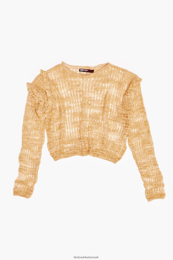 Bimba Y Lola åben strik hør sweater 46TD4J362kamel
