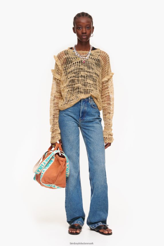 Bimba Y Lola åben strik hør sweater 46TD4J362kamel