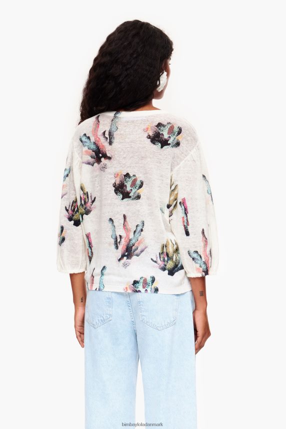 Bimba Y Lola hør sweater med koralprint 46TD4J353elfenben