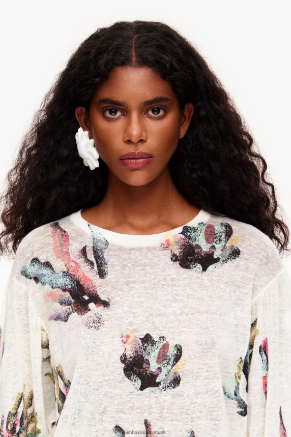 Bimba Y Lola hør sweater med koralprint 46TD4J353elfenben