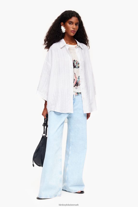 Bimba Y Lola hør sweater med koralprint 46TD4J353elfenben