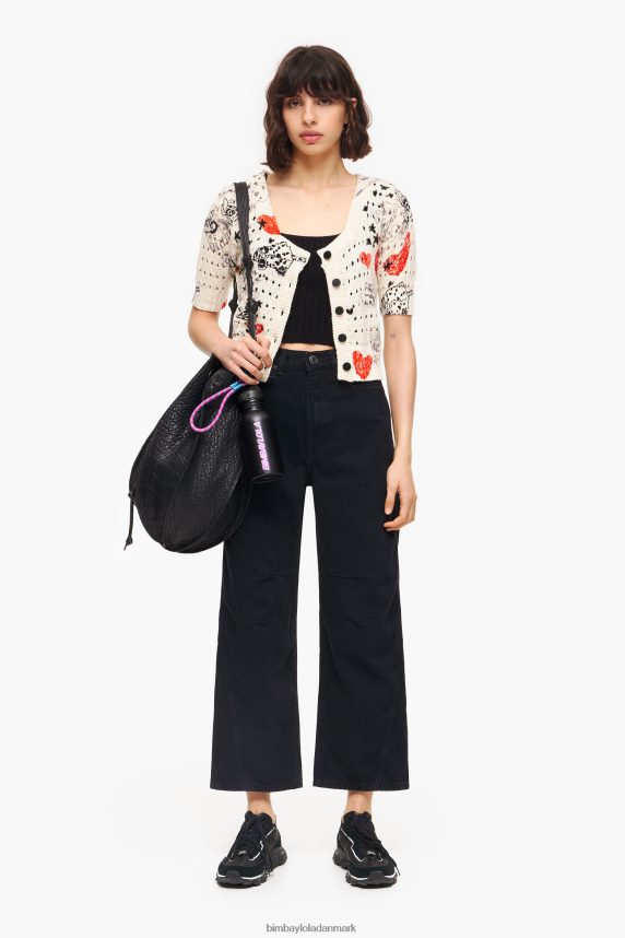 Bimba Y Lola hjerteprint åben strik cardigan 46TD4J371kaldenavn