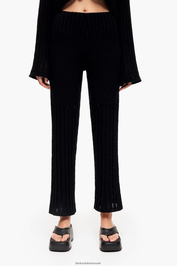 Bimba Y Lola ribstrikkede lige bukser 46TD4J389sort