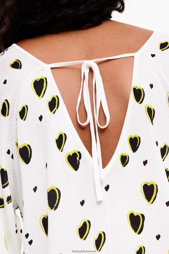 Bimba Y Lola små hjerter print hør sweater 46TD4J370elfenben