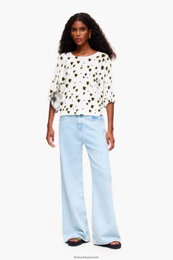 Bimba Y Lola små hjerter print hør sweater 46TD4J370elfenben