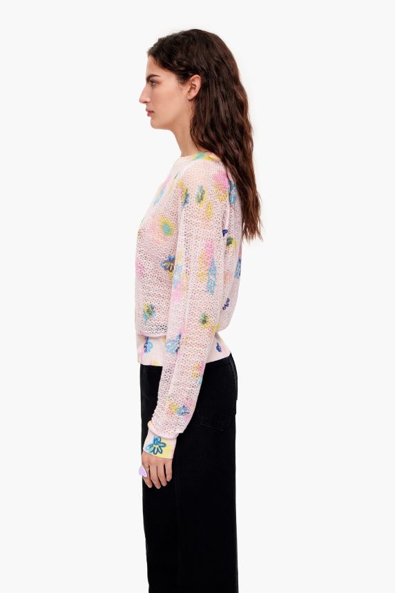 Bimba Y Lola spray blomster print hør sweater 46TD4J393lyserød