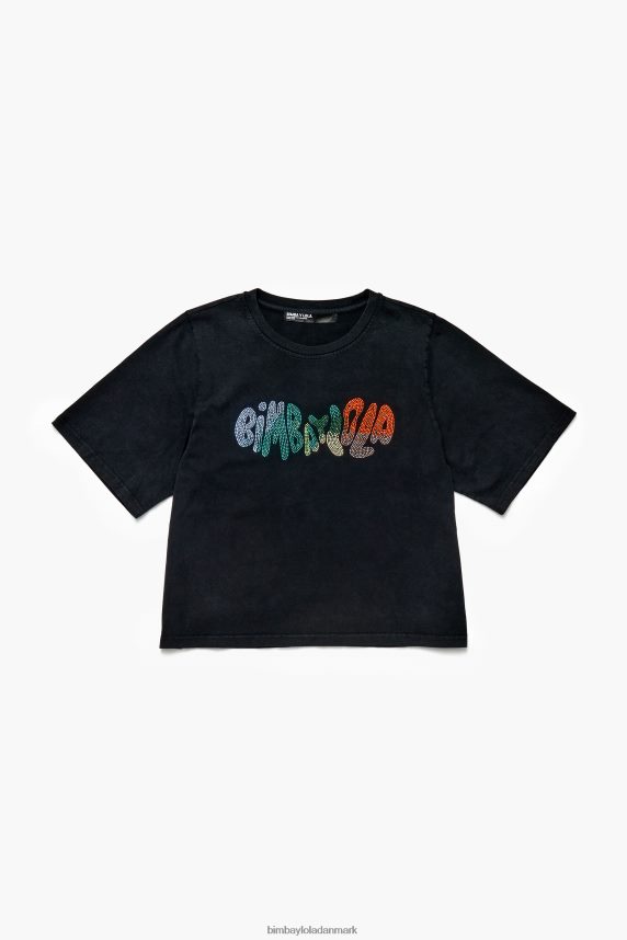 Bimba Y Lola Hot fix logo-t-shirt i bomuld 46TD4J280vasket sort