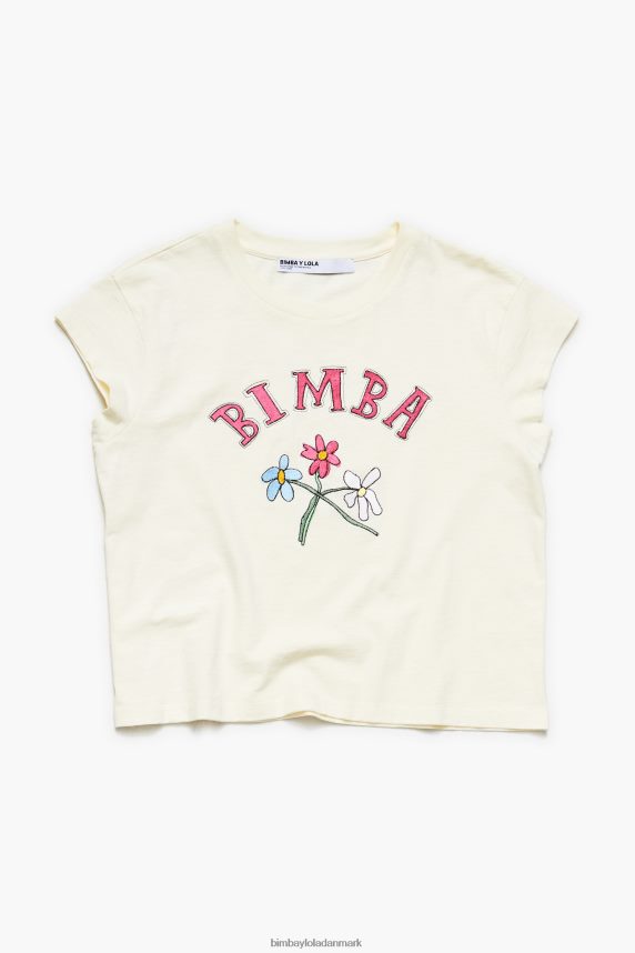 Bimba Y Lola blomstret logo t-shirt 46TD4J275ecru