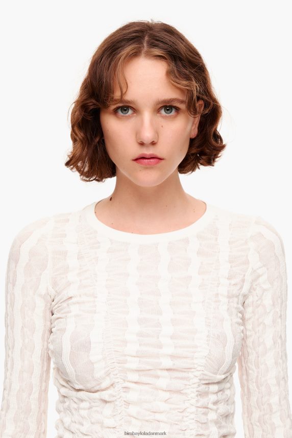 Bimba Y Lola figursyet t-shirt med tekstur 46TD4J312elfenben