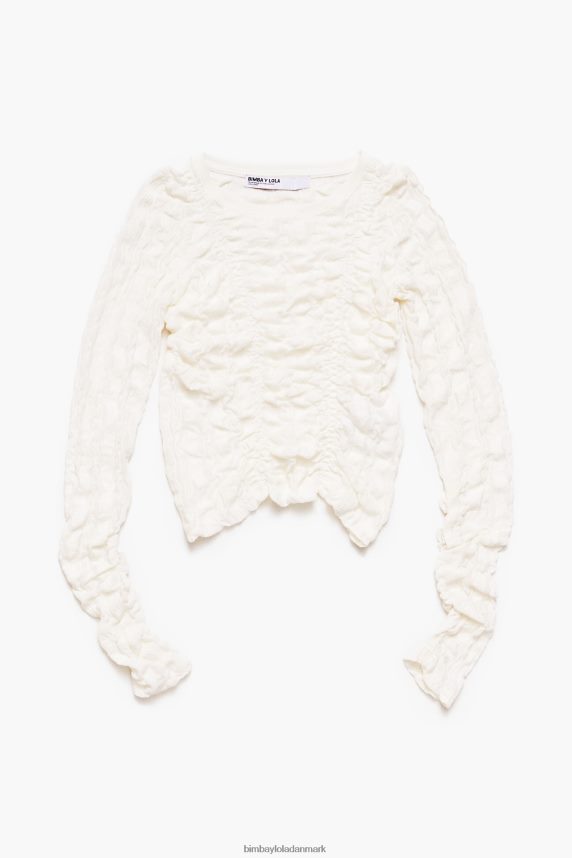 Bimba Y Lola figursyet t-shirt med tekstur 46TD4J312elfenben