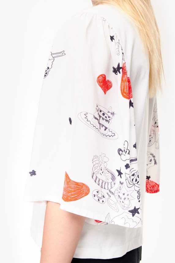 Bimba Y Lola hjerteprint dobbelt stof t-shirt 46TD4J282kaldenavn