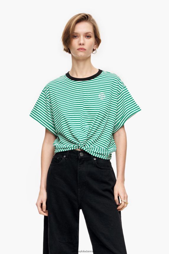 Bimba Y Lola knude boxy t-shirt 46TD4J321grøn og hvid