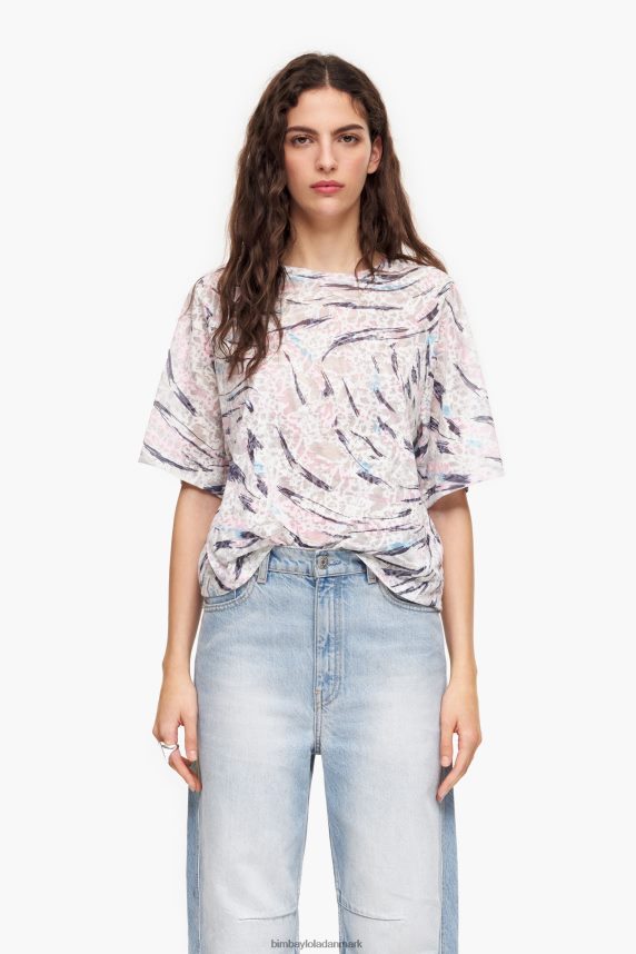 Bimba Y Lola æske t-shirt med butterfly wing print 46TD4J302hvid