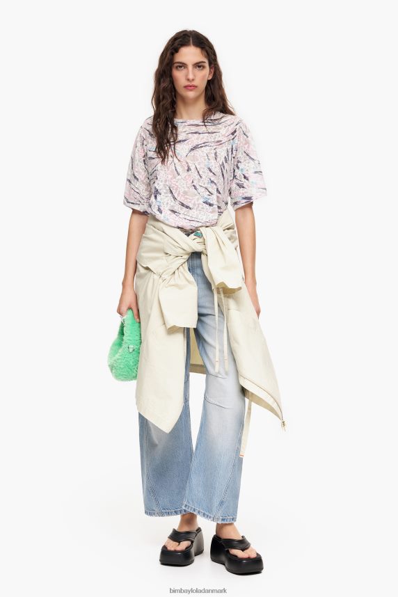 Bimba Y Lola æske t-shirt med butterfly wing print 46TD4J302hvid