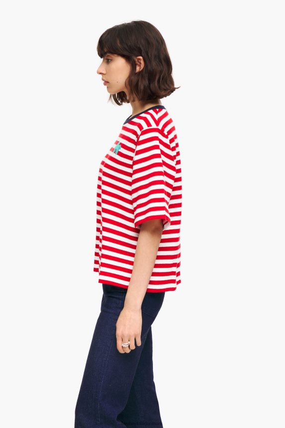 Bimba Y Lola stribet hunde-t-shirt 46TD4J250rød