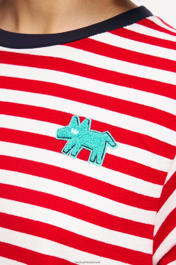 Bimba Y Lola stribet hunde-t-shirt 46TD4J250rød