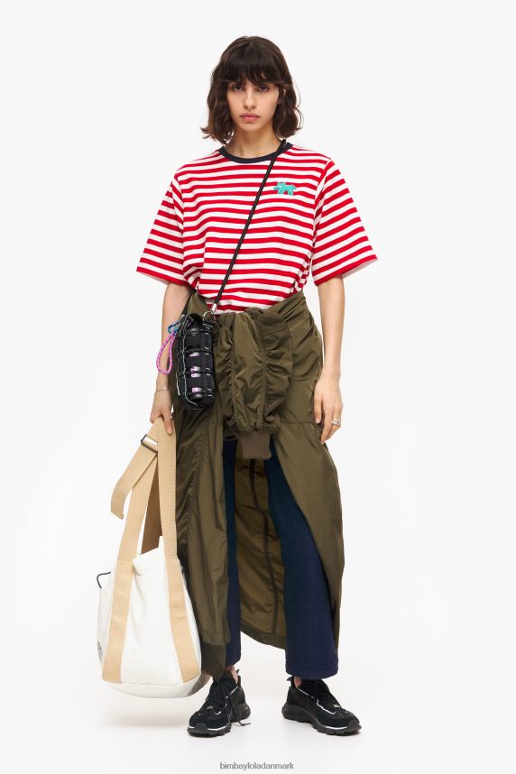 Bimba Y Lola stribet hunde-t-shirt 46TD4J250rød