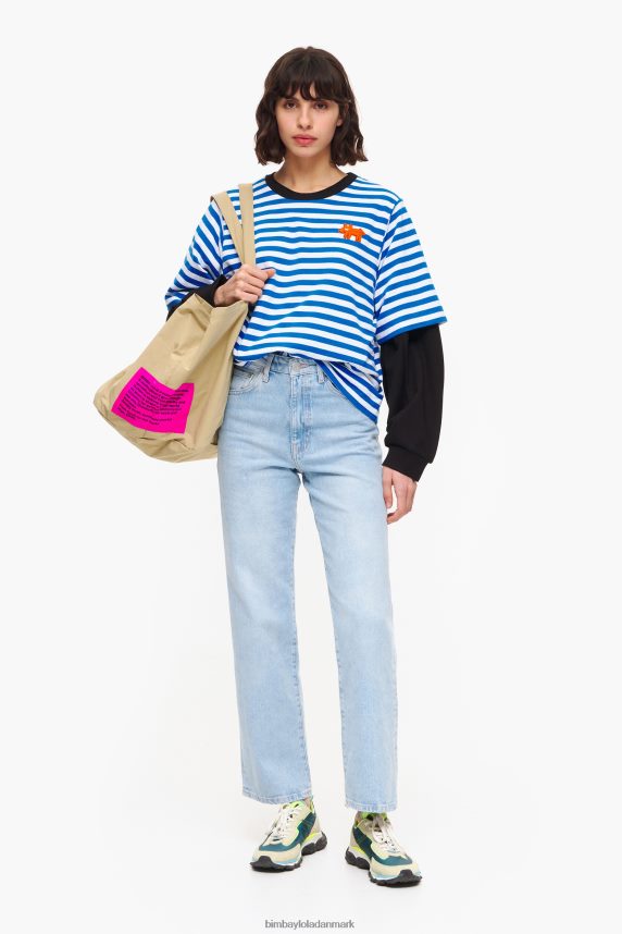 Bimba Y Lola stribet hunde-t-shirt 46TD4J254blå