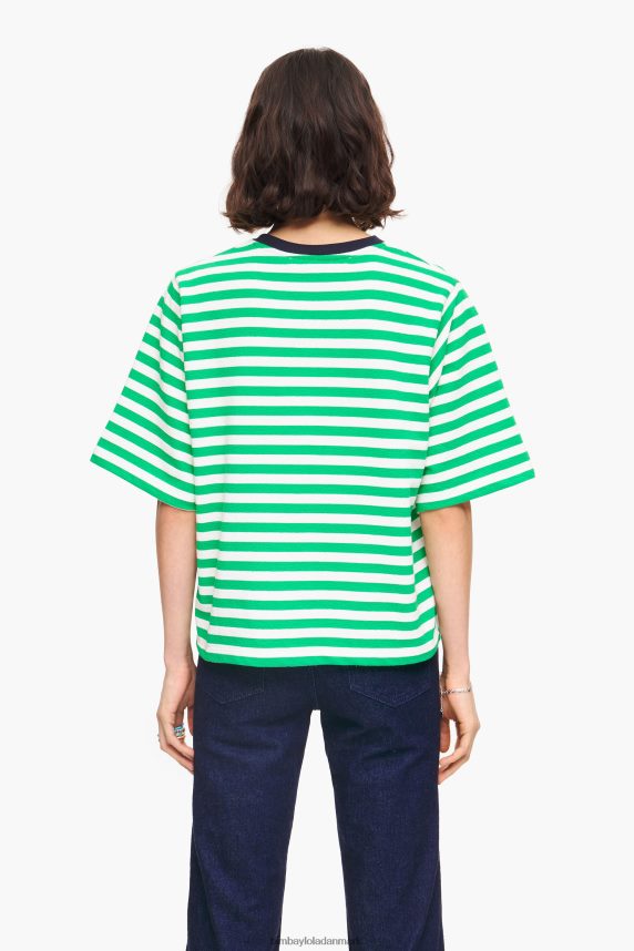 Bimba Y Lola stribet hunde-t-shirt 46TD4J256grøn