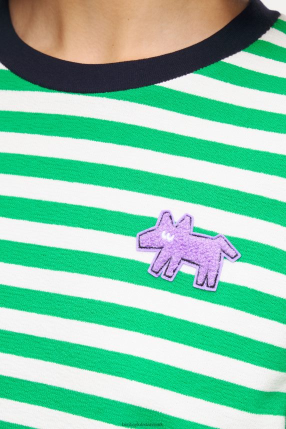 Bimba Y Lola stribet hunde-t-shirt 46TD4J256grøn