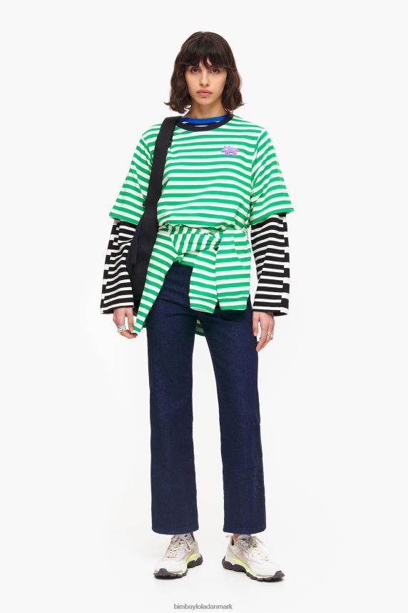 Bimba Y Lola stribet hunde-t-shirt 46TD4J256grøn