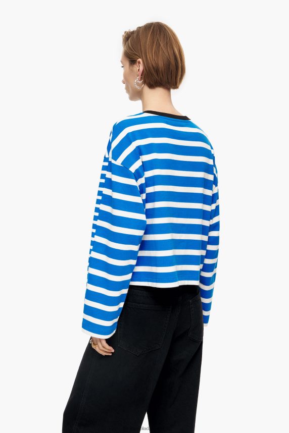 Bimba Y Lola stribet t-shirt i bomuld 46TD4J319blå