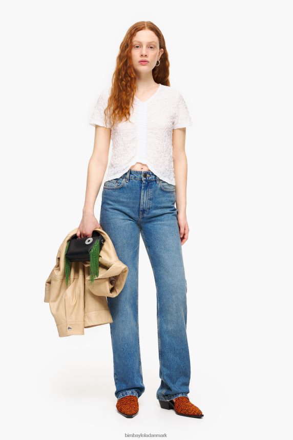 Bimba Y Lola struktureret ruchet t-shirt 46TD4J267elfenben