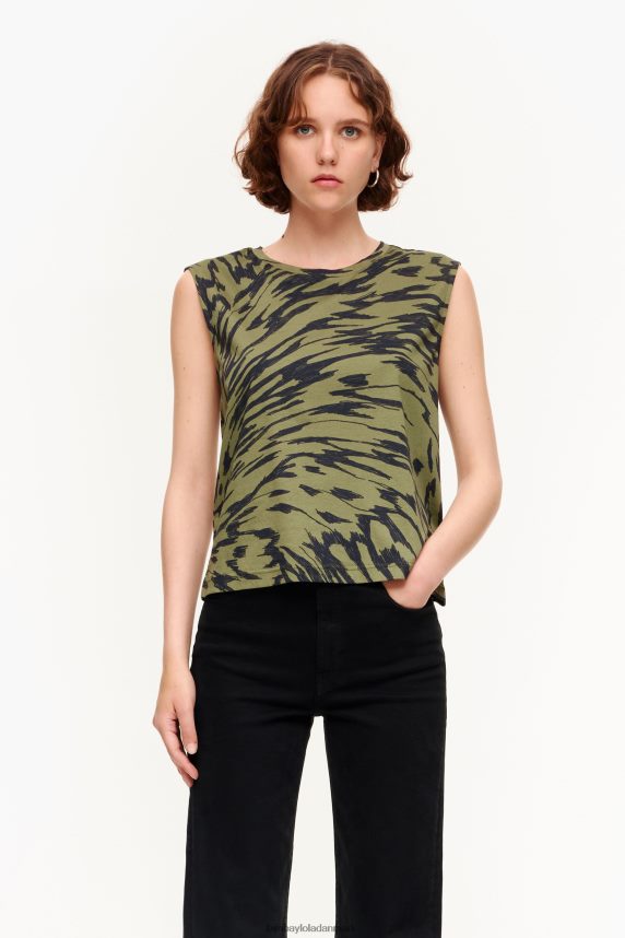 Bimba Y Lola t-shirt i bomuld med sommerfuglevingeprint 46TD4J298kaki