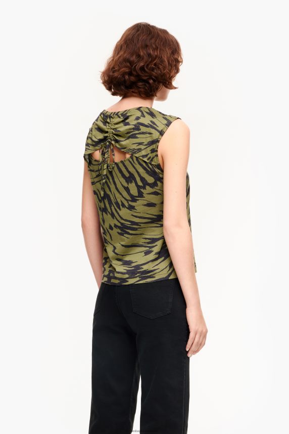 Bimba Y Lola t-shirt i bomuld med sommerfuglevingeprint 46TD4J298kaki