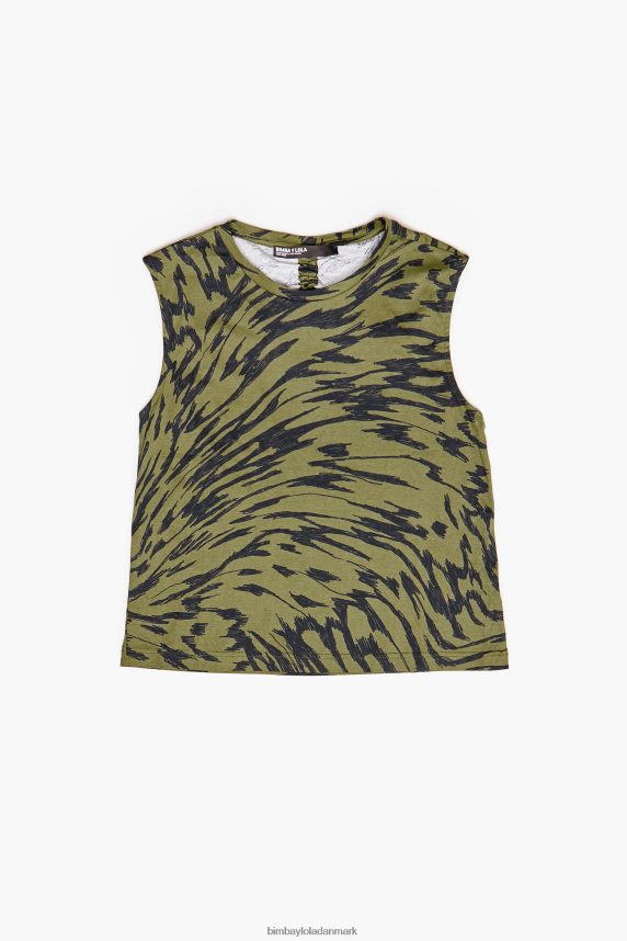 Bimba Y Lola t-shirt i bomuld med sommerfuglevingeprint 46TD4J298kaki