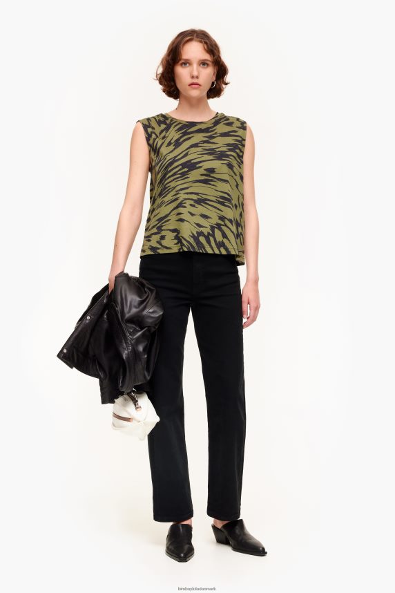 Bimba Y Lola t-shirt i bomuld med sommerfuglevingeprint 46TD4J298kaki