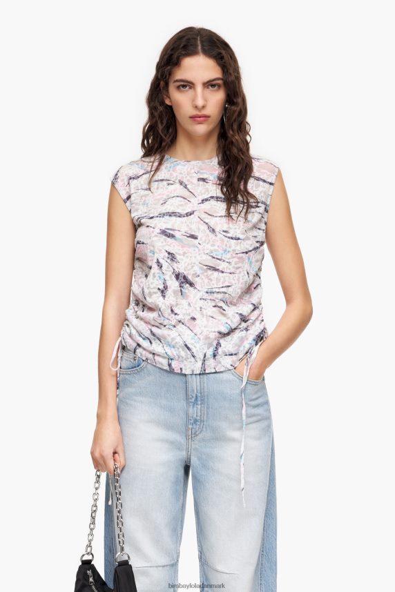 Bimba Y Lola t-shirt i bomuld med sommerfuglevingeprint 46TD4J303hvid