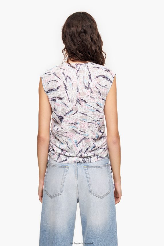 Bimba Y Lola t-shirt i bomuld med sommerfuglevingeprint 46TD4J303hvid