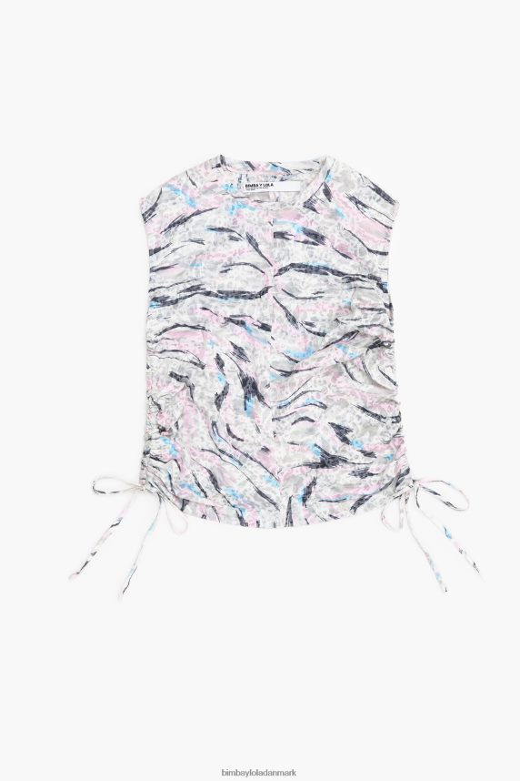 Bimba Y Lola t-shirt i bomuld med sommerfuglevingeprint 46TD4J303hvid