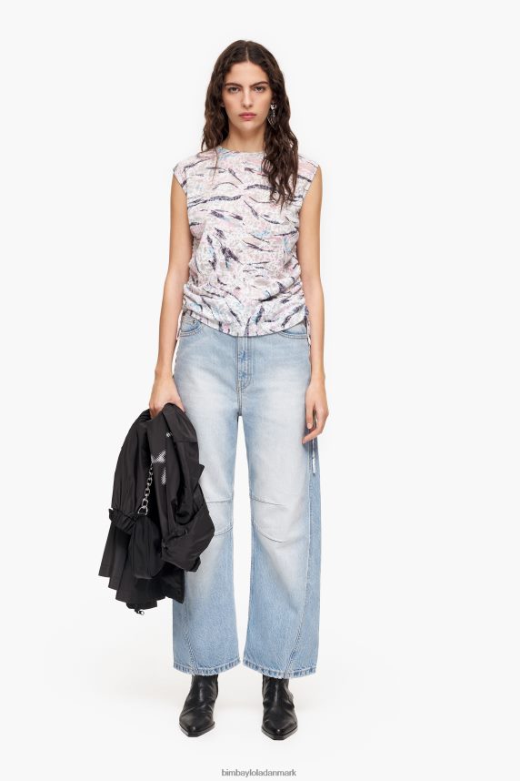 Bimba Y Lola t-shirt i bomuld med sommerfuglevingeprint 46TD4J303hvid